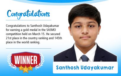 Congratulations to Santhosh Udayakumar